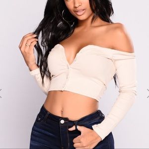 Fashionnova Burgundy Off Shoulder Crop Top